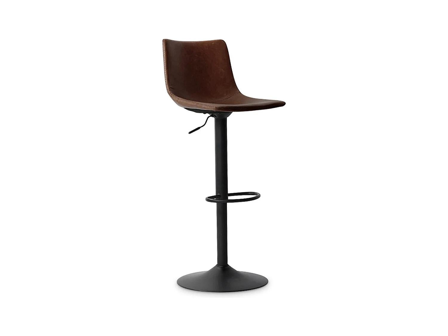 Tabouret de bar SOUL – PU brun – Hauteur réglable 88-109 cm – Pieds en métal – Style vintage