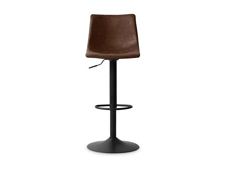 Tabouret de bar SOUL – PU brun – Hauteur réglable 88-109 cm – Pieds en métal – Style vintage
