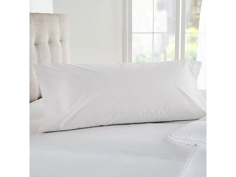 Taie d'oreiller 100 % coton 140 fils respirante Blanc