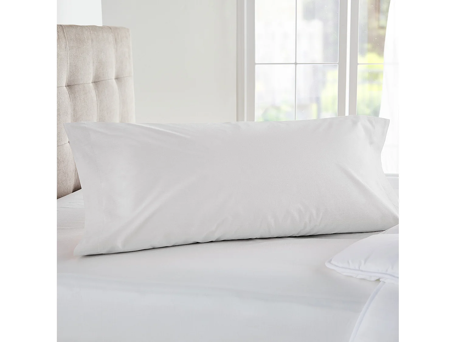 Taie d'oreiller 100 % coton 140 fils respirante Blanc