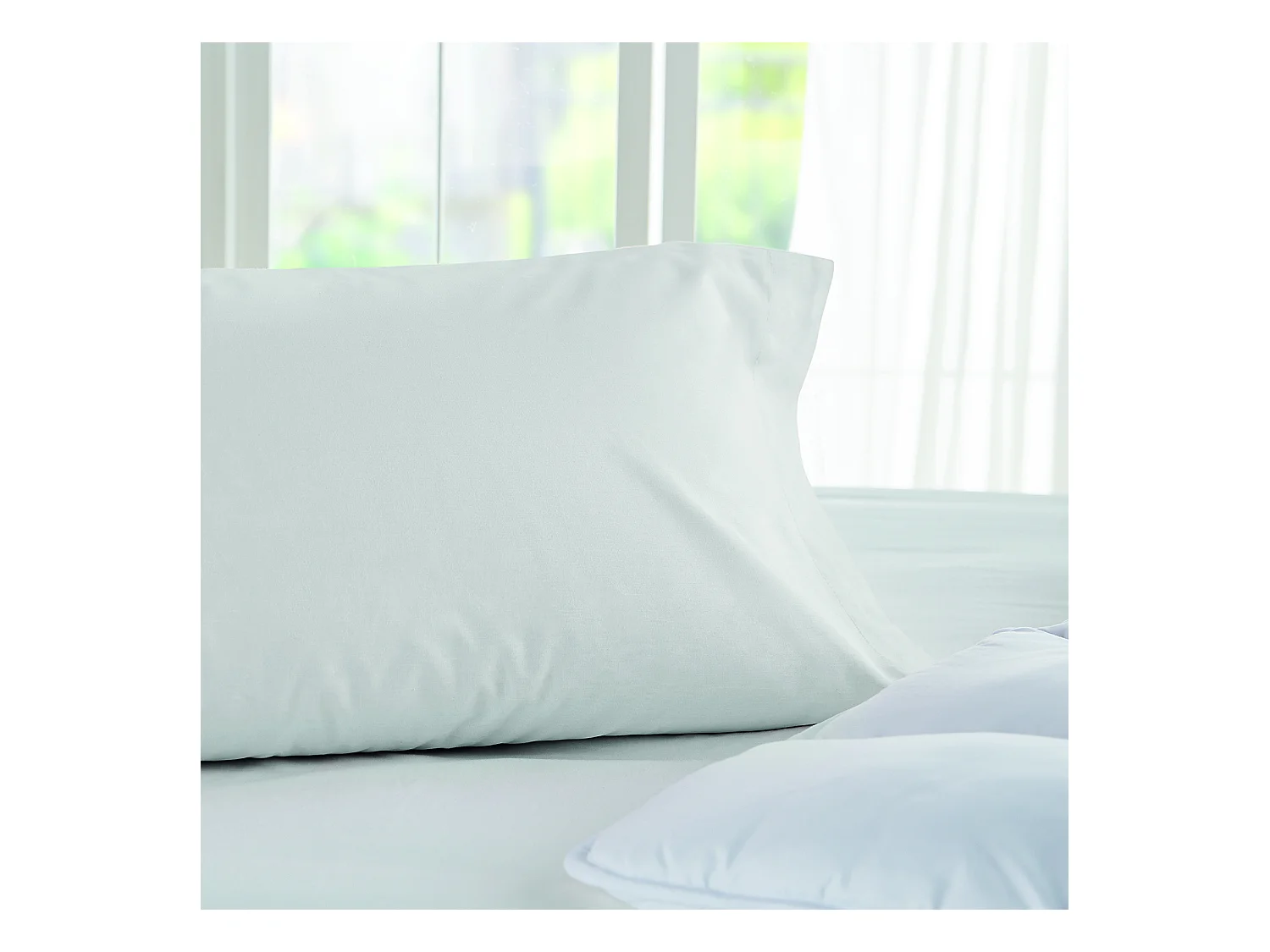 Taie d'oreiller 100 % coton 140 fils respirante Blanc