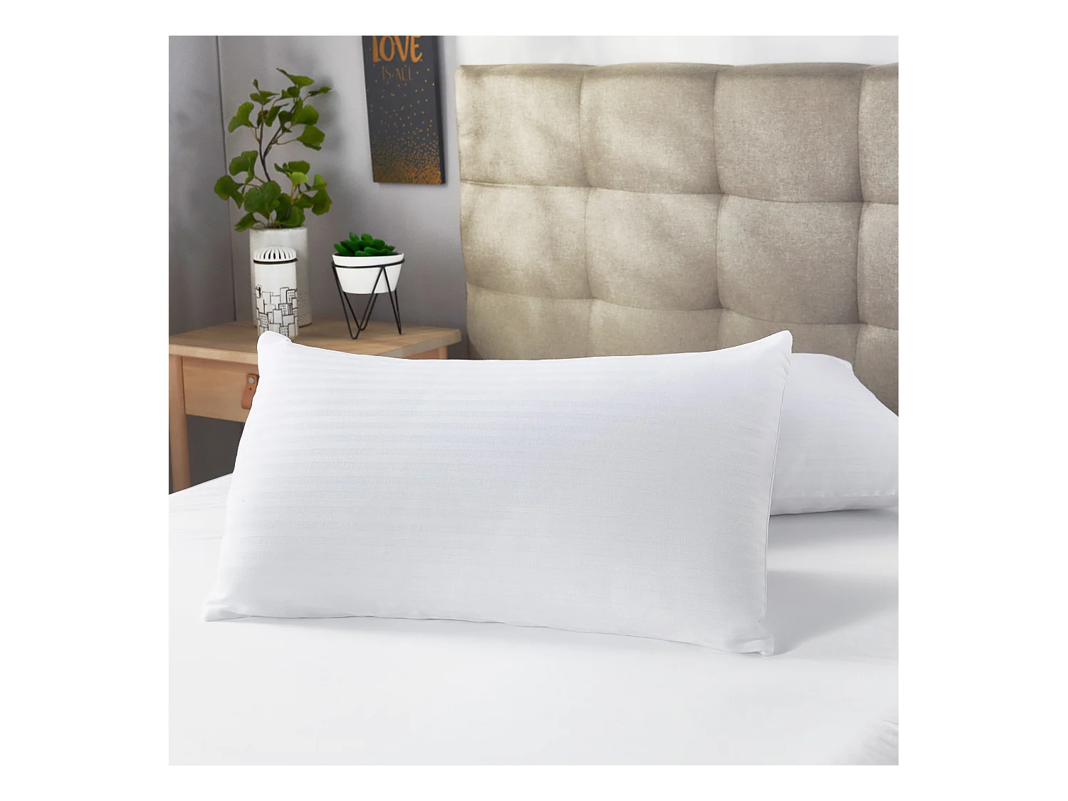 Lot de 2 taies d'oreiller, 100% coton rayé