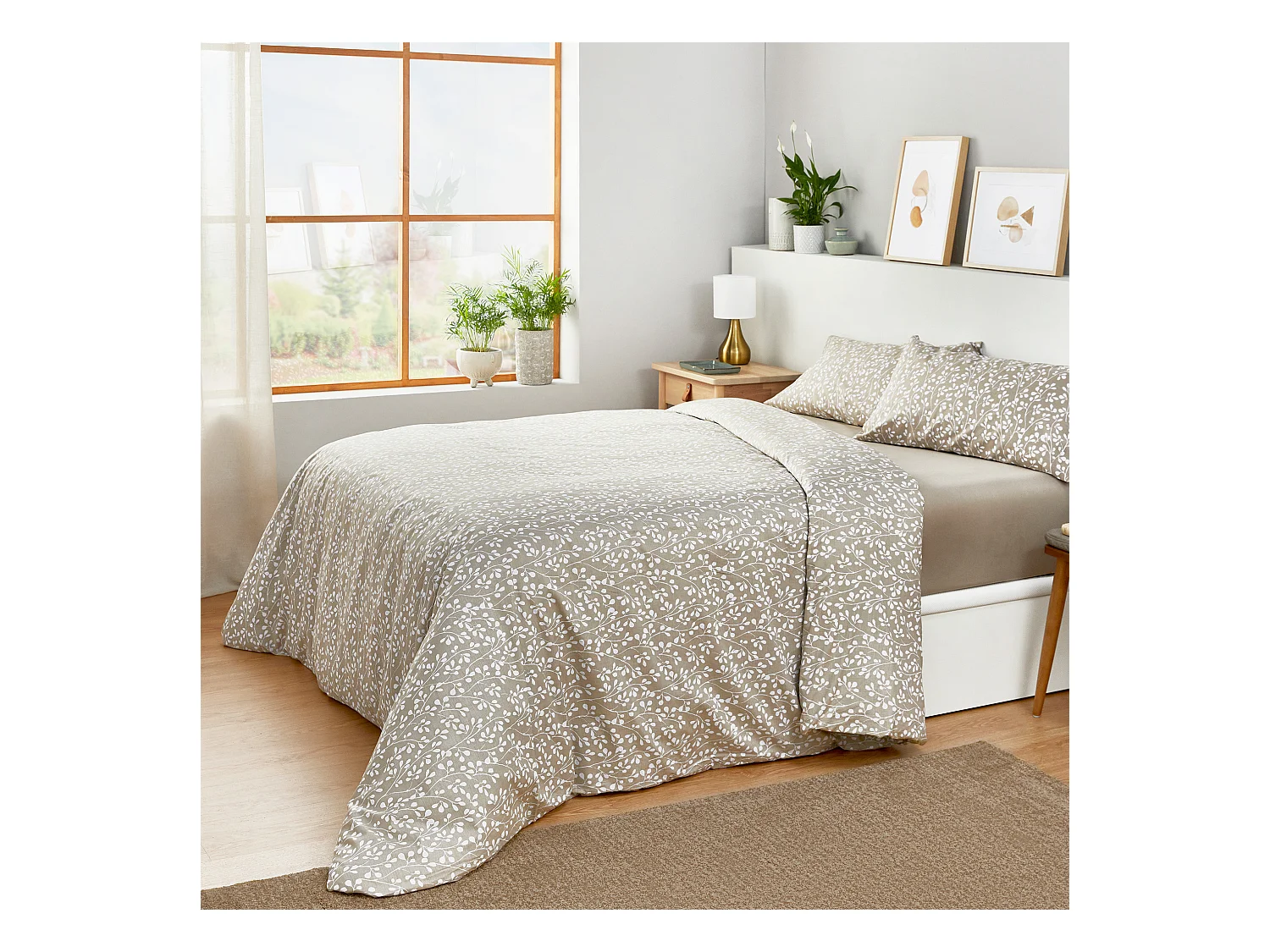 Housse de couette en coton 150 fils Taupe