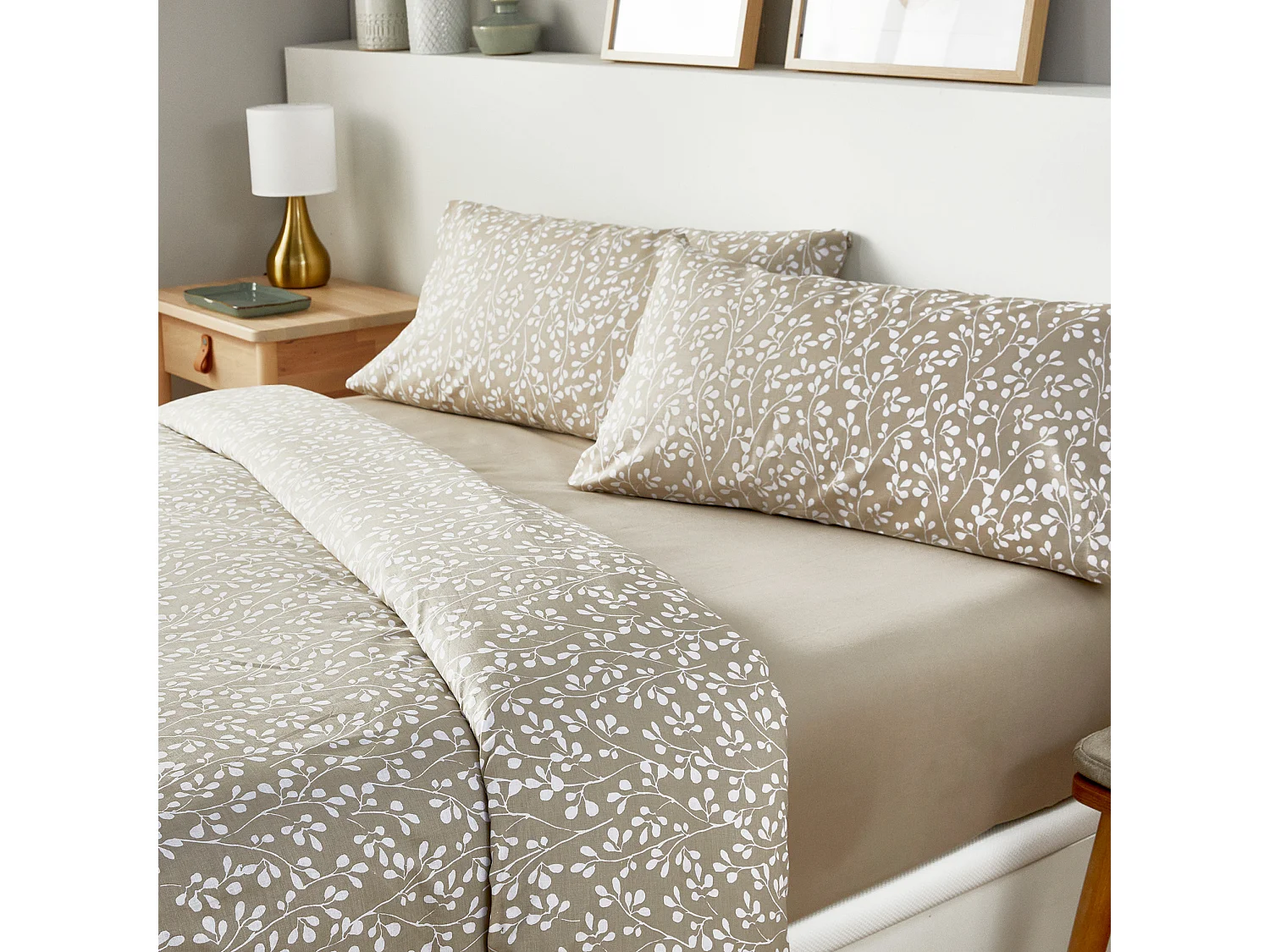 Housse de couette en coton 150 fils Taupe