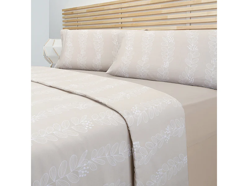 Conjunto de capa de edredão 50% algodão com estampa de folhas