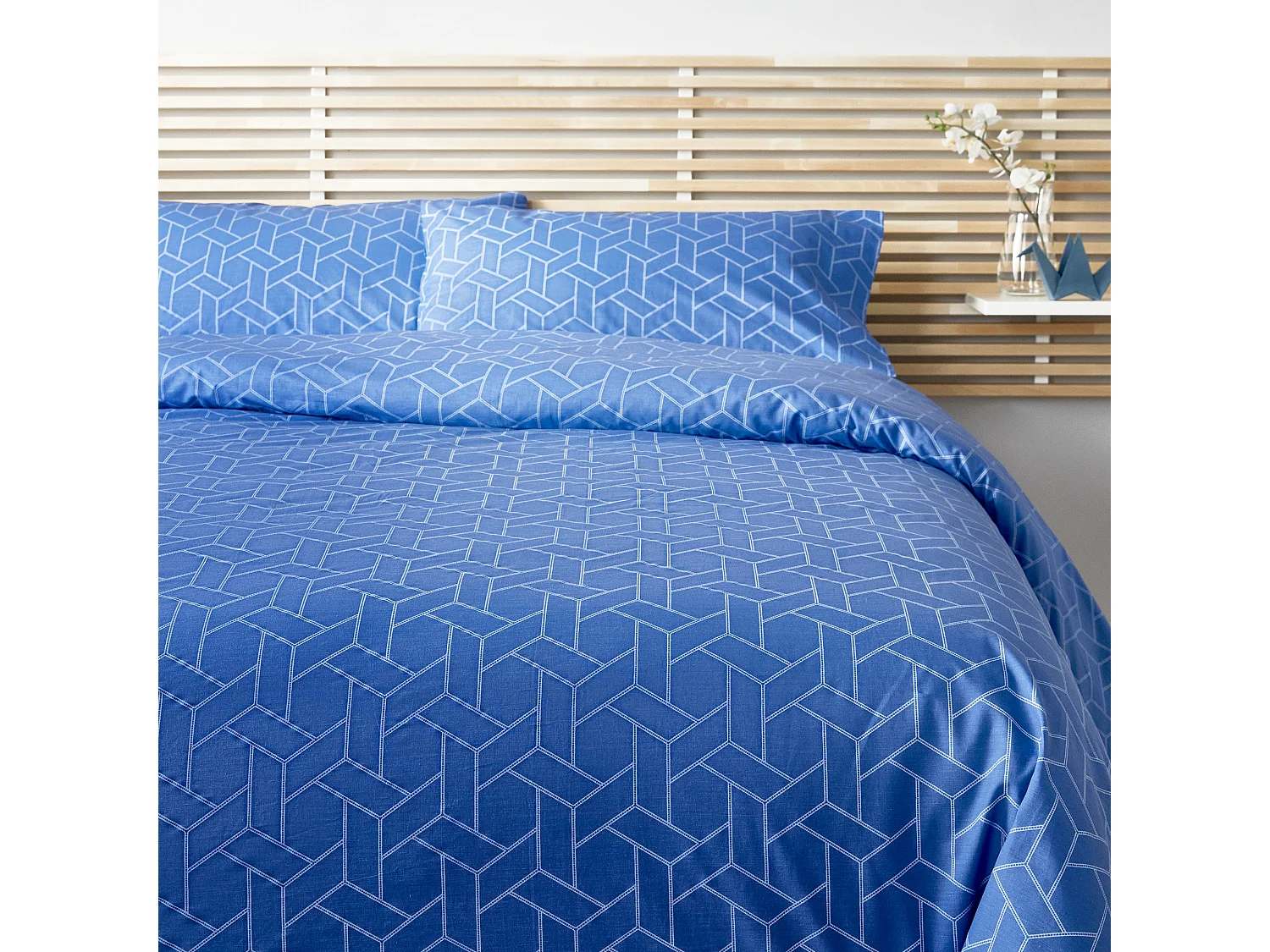 Set copripiumino 100% cotone 150 fili Azzurro