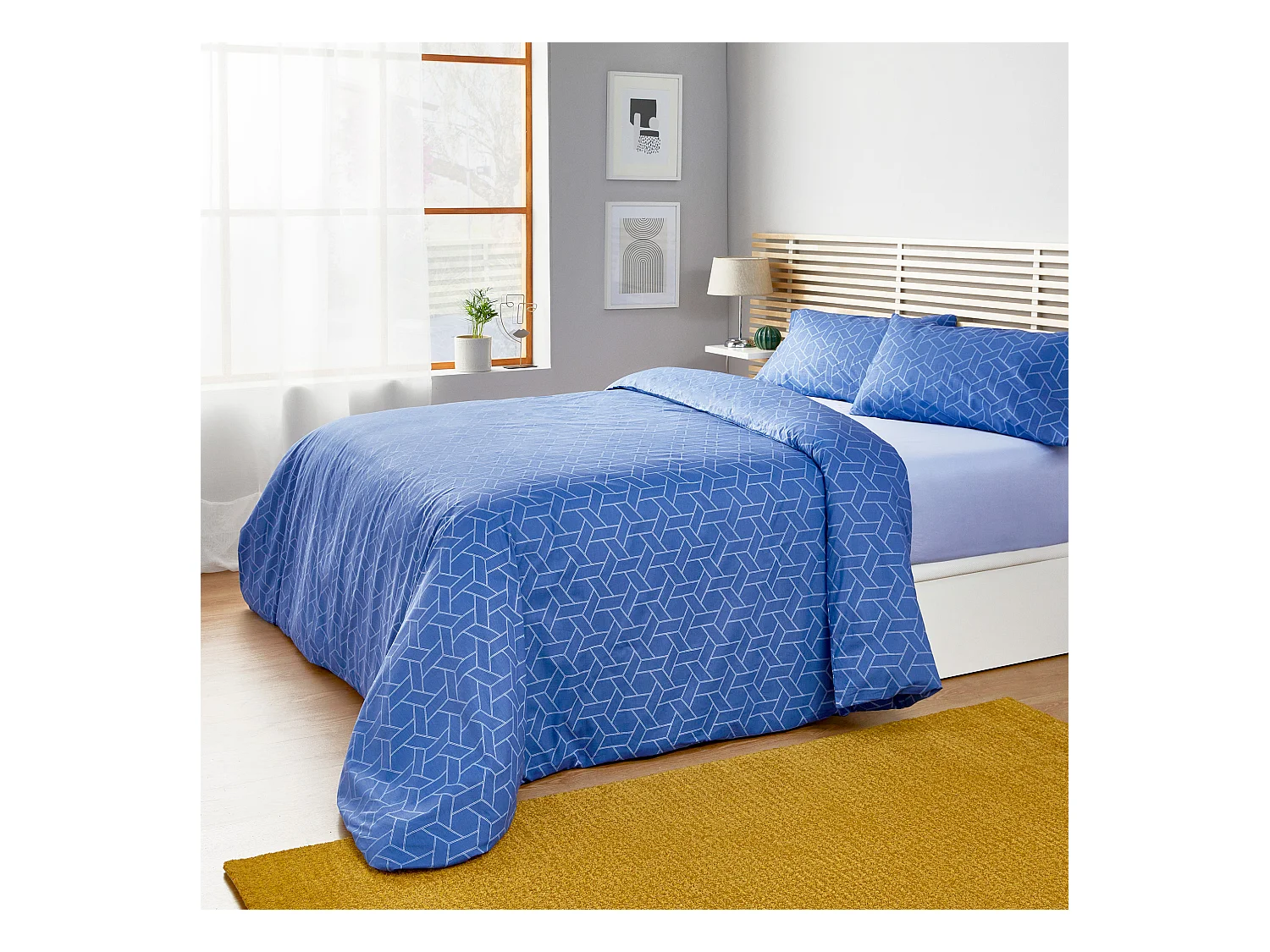 Housse de couette 100% coton 150 fils Bleu