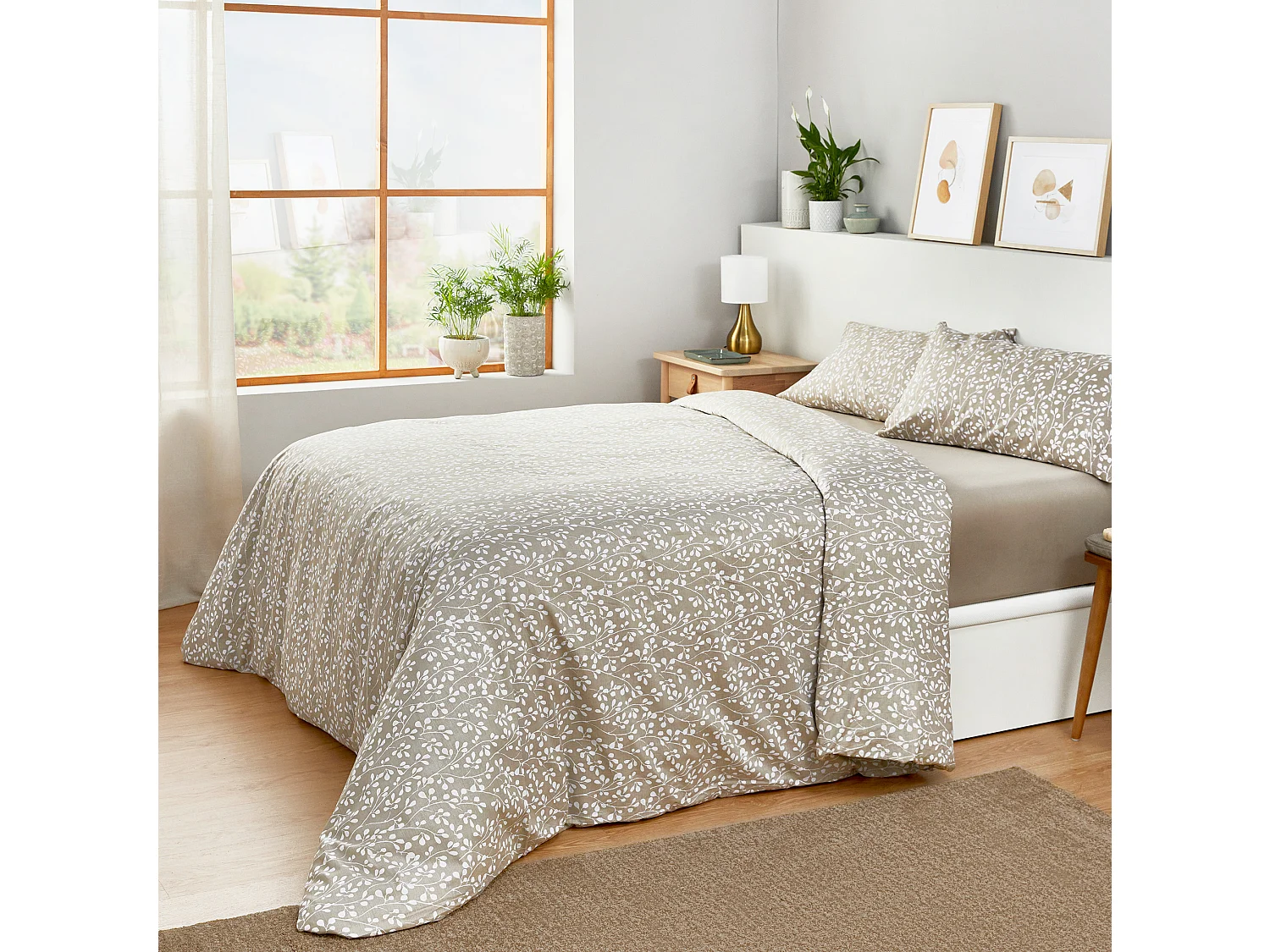 Housse de couette en coton 150 fils Taupe