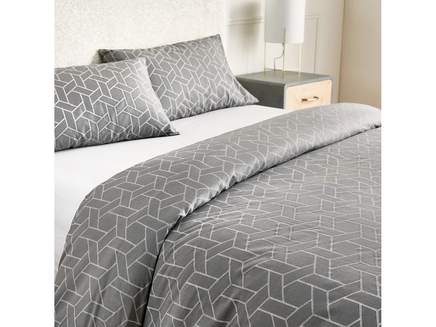 Housse de couette 100% coton 150 fils Gris