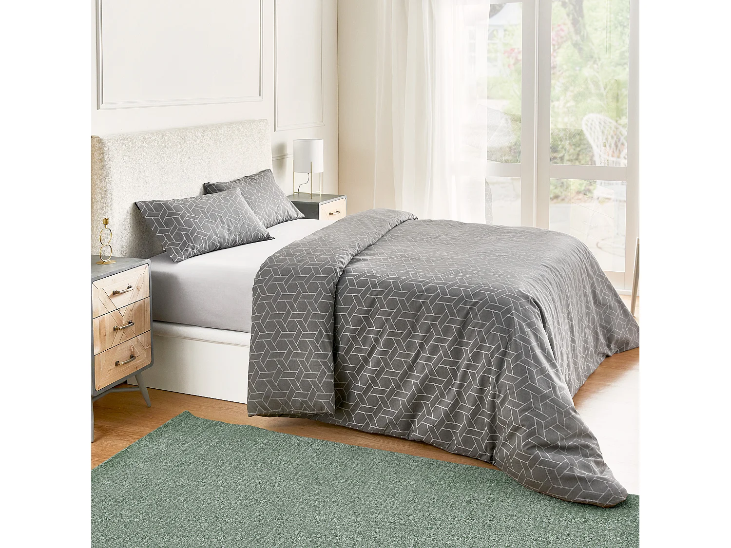 Housse de couette 100% coton 150 fils Gris