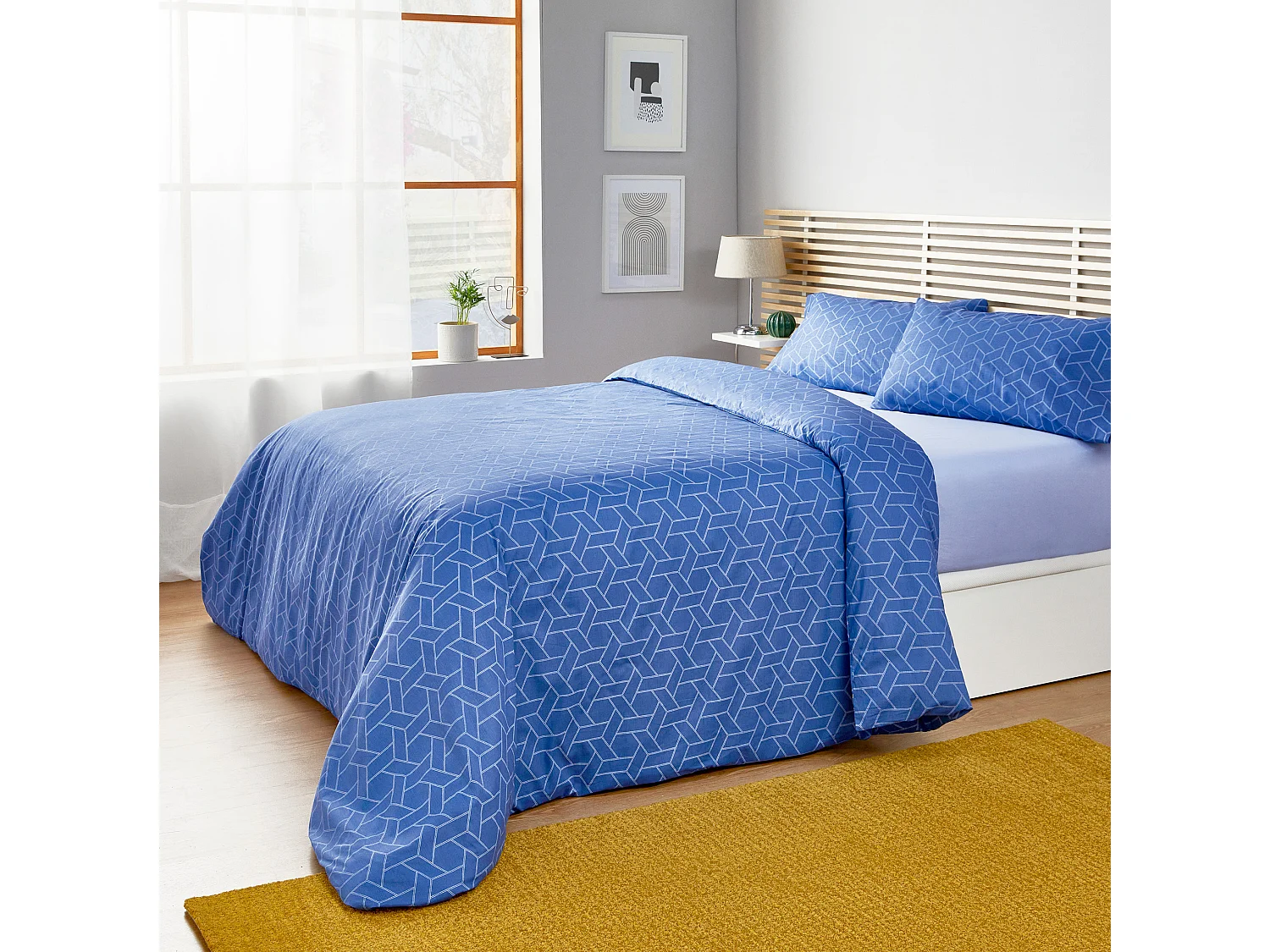 Housse de couette 100% coton 150 fils Bleu