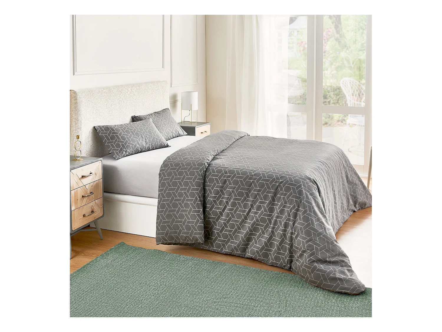 Housse de couette 100% coton 150 fils Gris