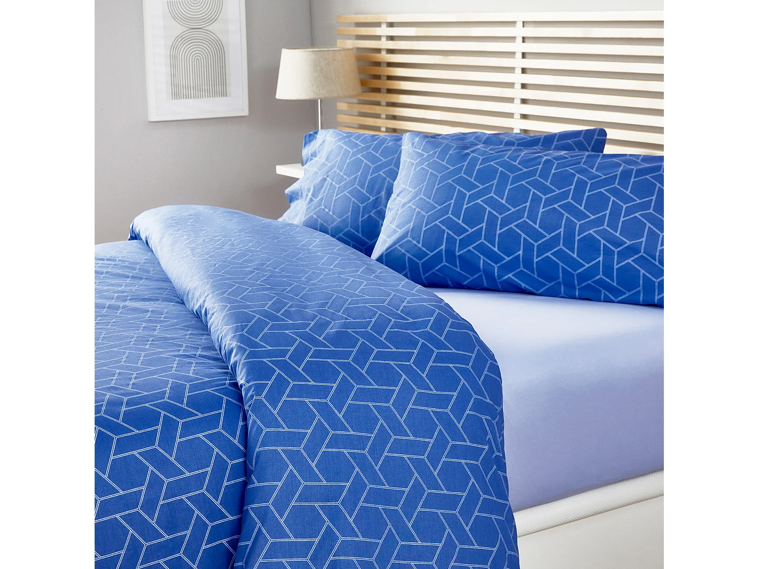 Housse de couette 100% coton 150 fils Bleu