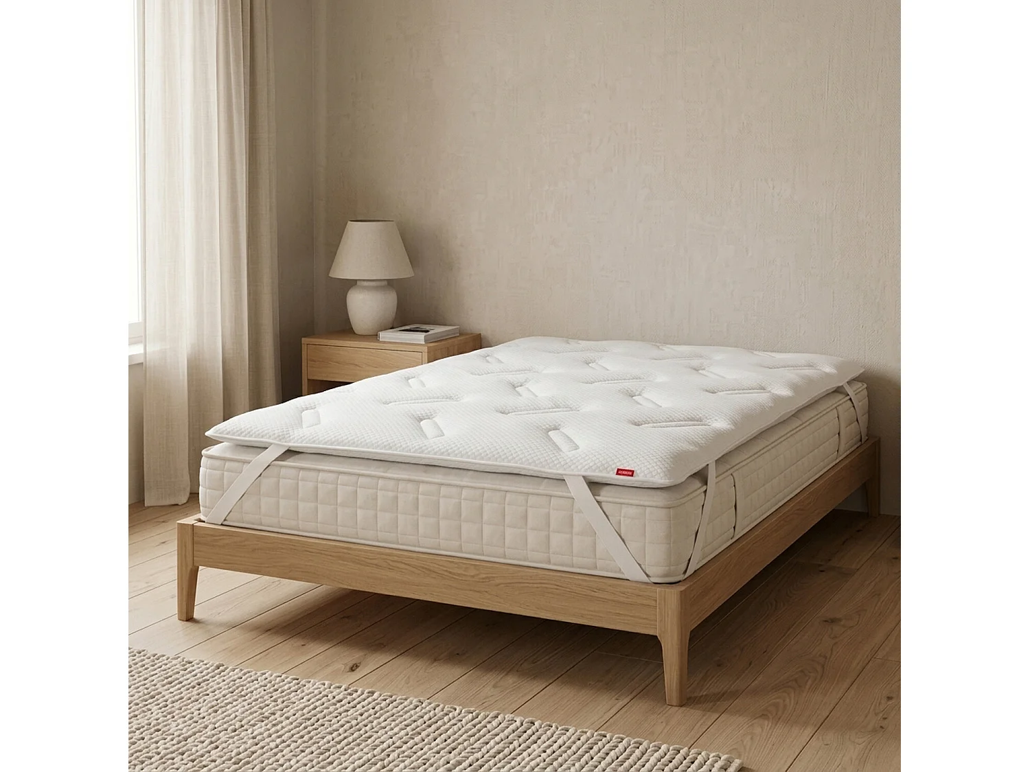 Surmatelas de 90 x 200 cm en mousse à mémoire de forme et fibre creuse siliconée de 3 cm - CONFORT de PIKOLIN HOME