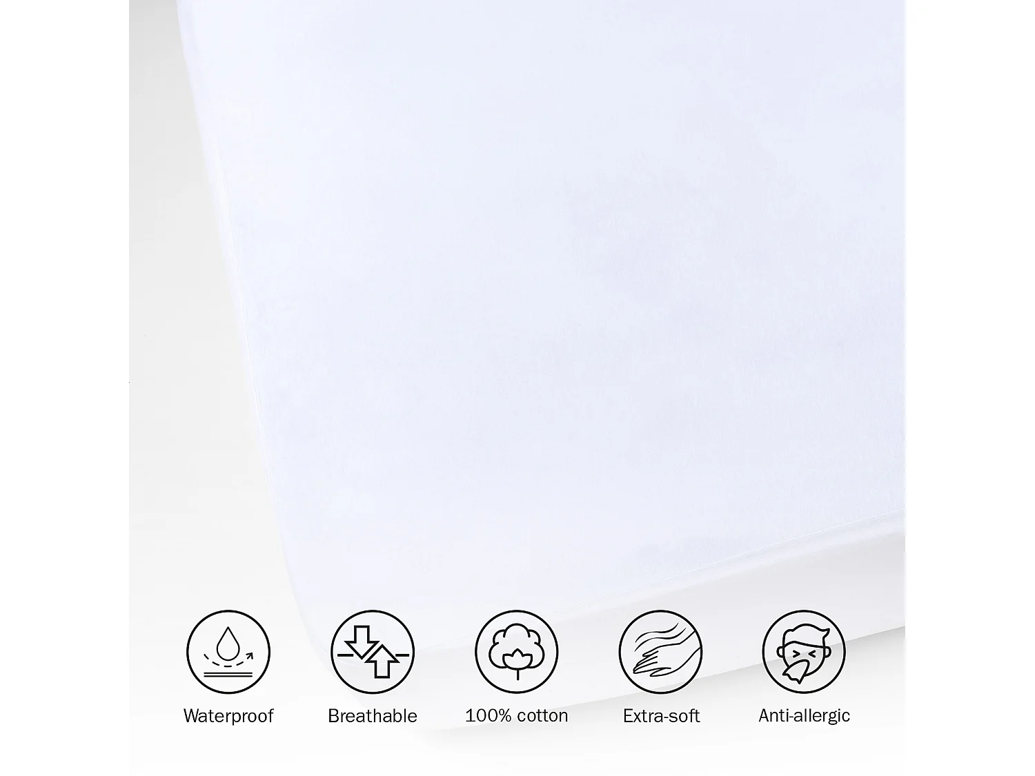 Protector de colchón 135 x 196 cm, algodón antipilling, impermeable, hasta 32 cm, blanco, PIKOLIN HOME