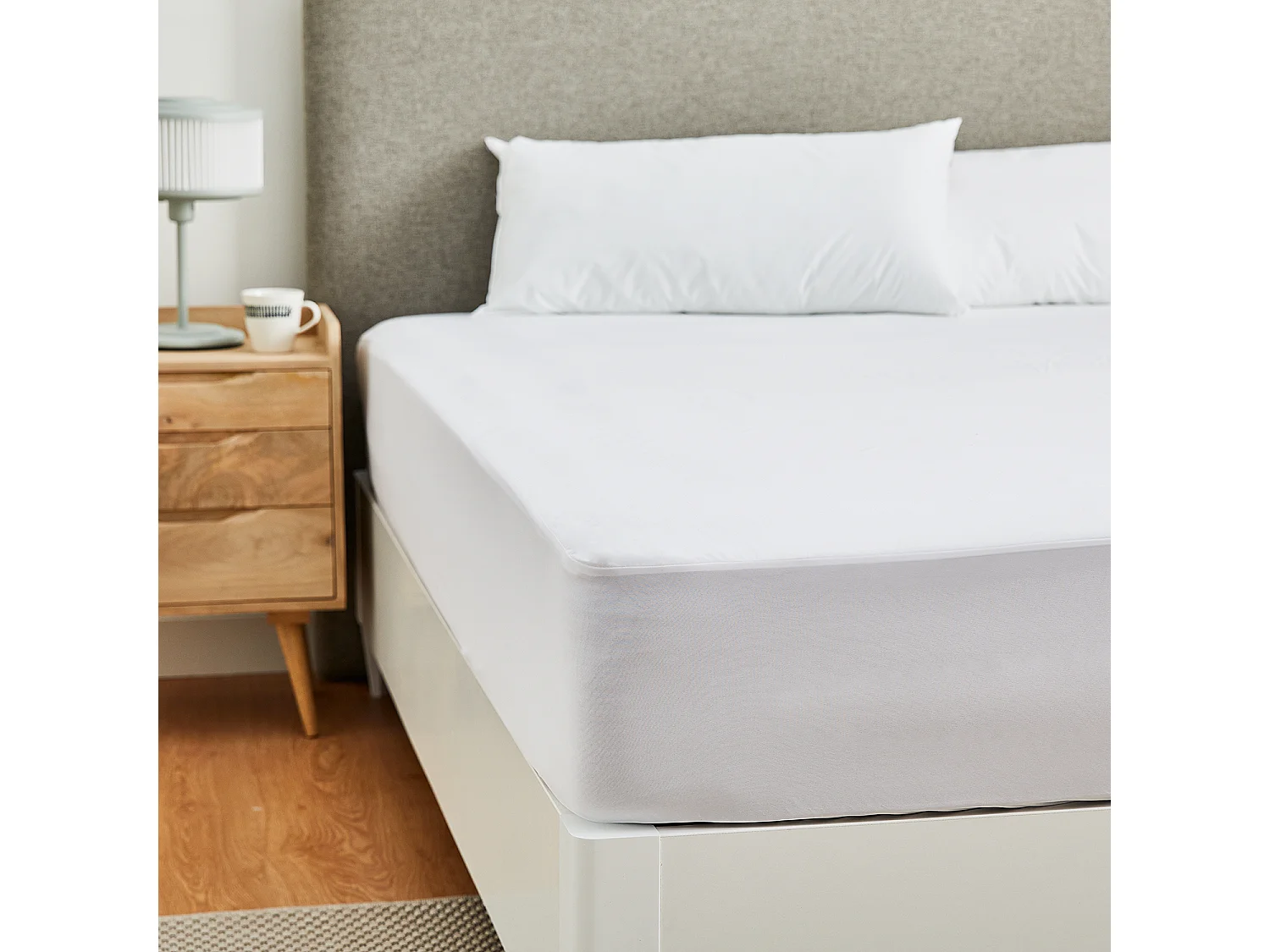 Lençol de baixo e protetor de colchão 160 x 196 cm | PIKOLIN HOME | 2 em 1 | Impermeável | transpirável | Até 32 cm