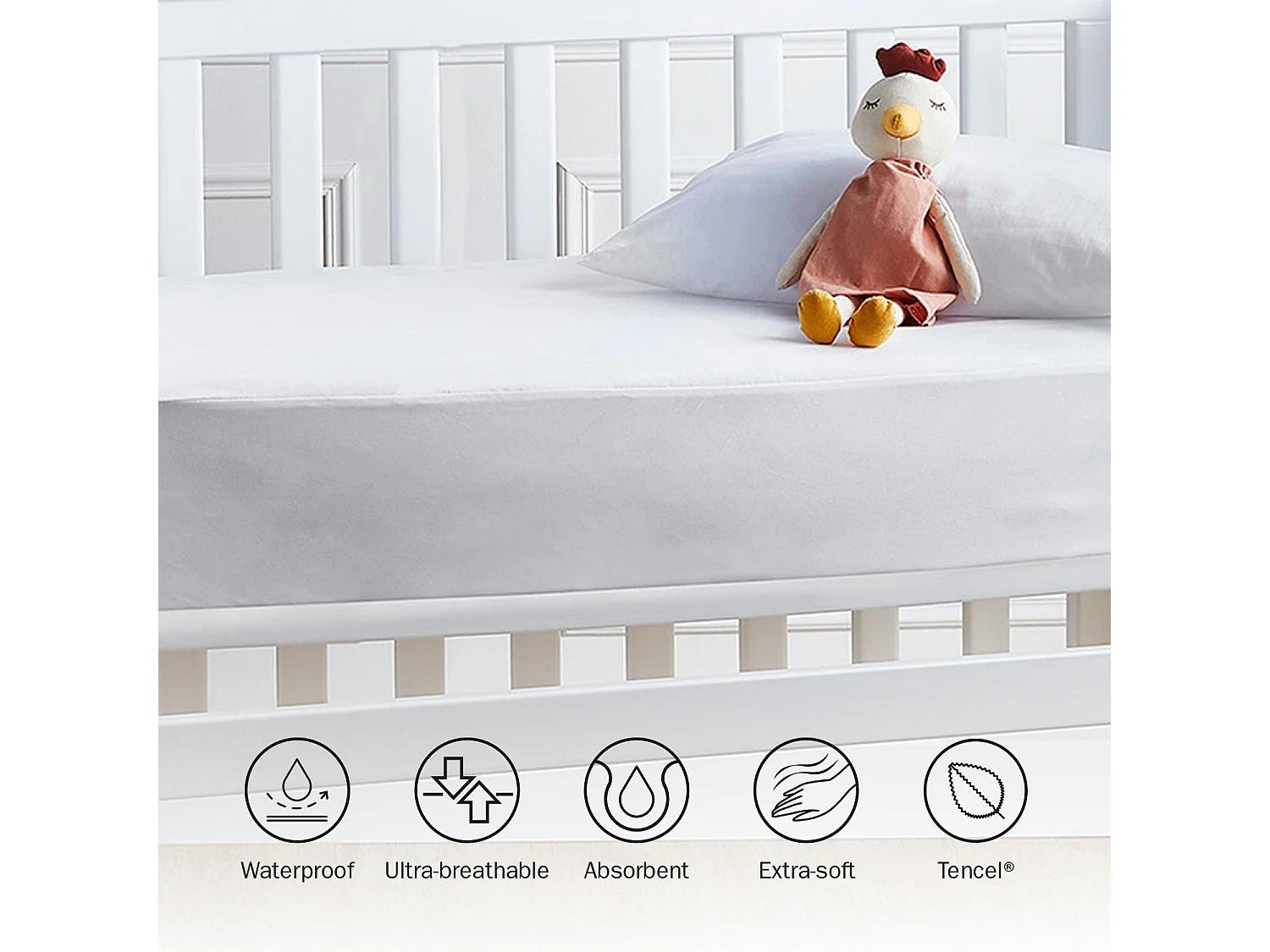 Waterdichte beschermhoes 60 x 120 cm in Tencel® - Pikolin Home
