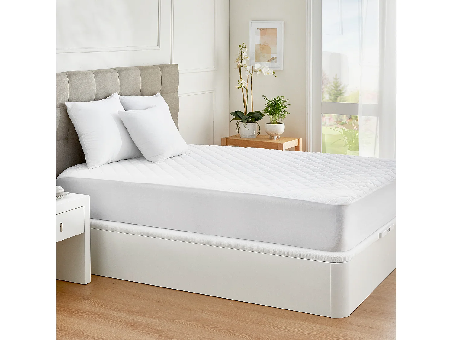 Protège-matelas anti-allergène matelassé et imperméable