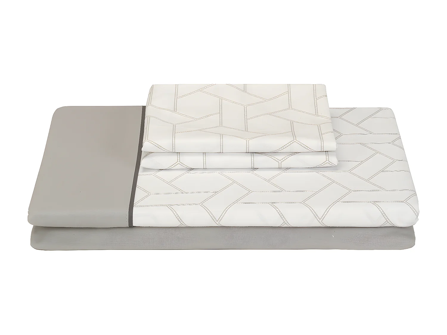 Draps de lit à imprimé géométrique 100% coton 150 fils au pouce carré Gris