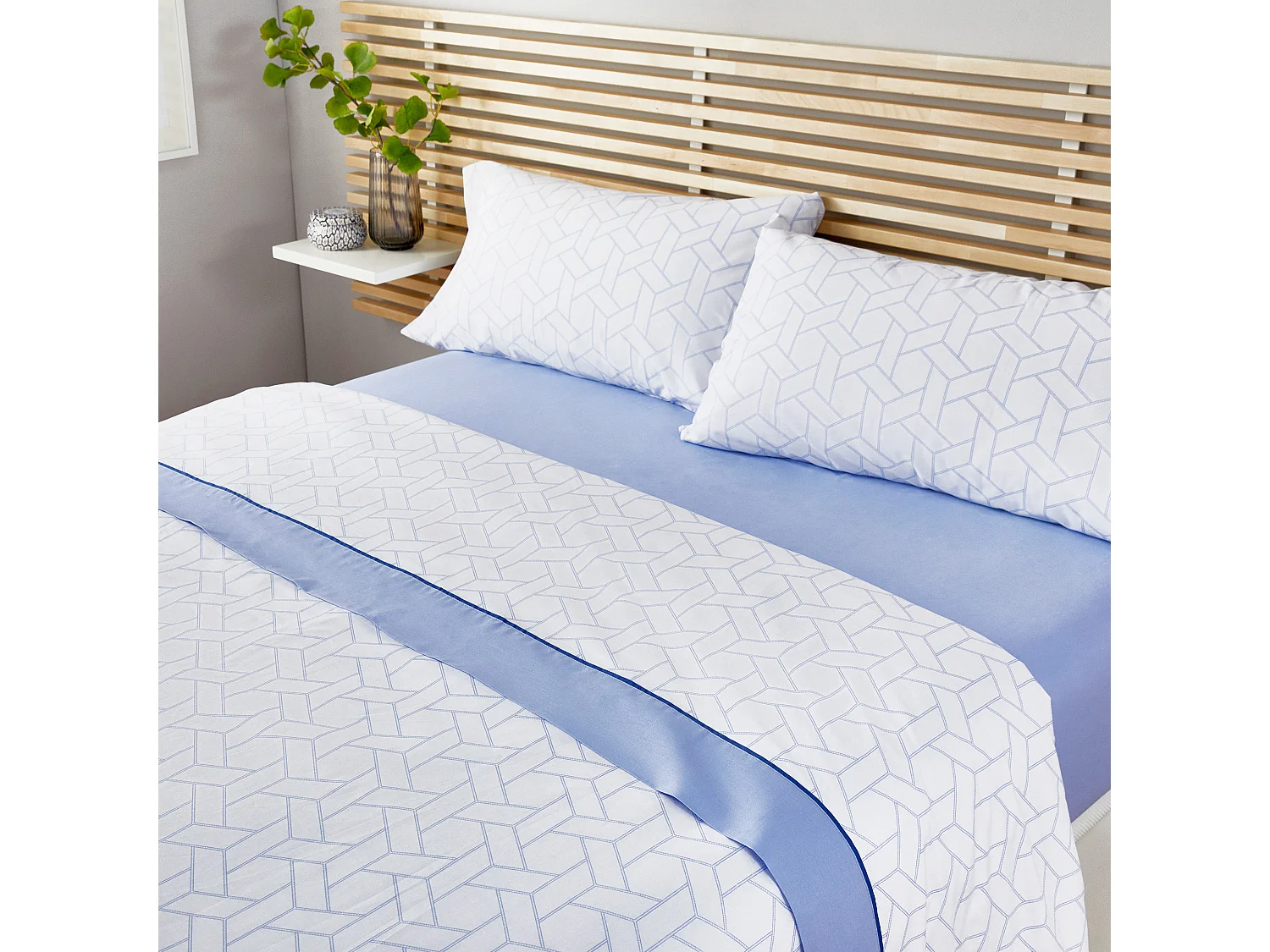 Conjunto de lençóis com estampa geométrica 100% algodão 150 fios