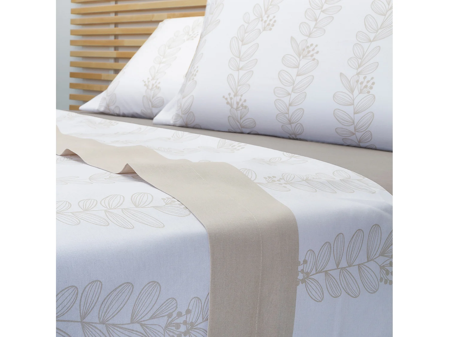 Parure de lit en coton a imprime feuilles  Lin