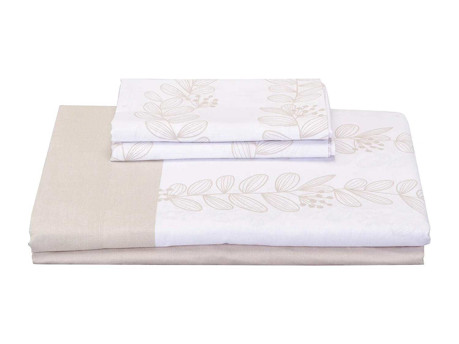 Completo copripiumino in coton 50% stampa foglie  Biancheria