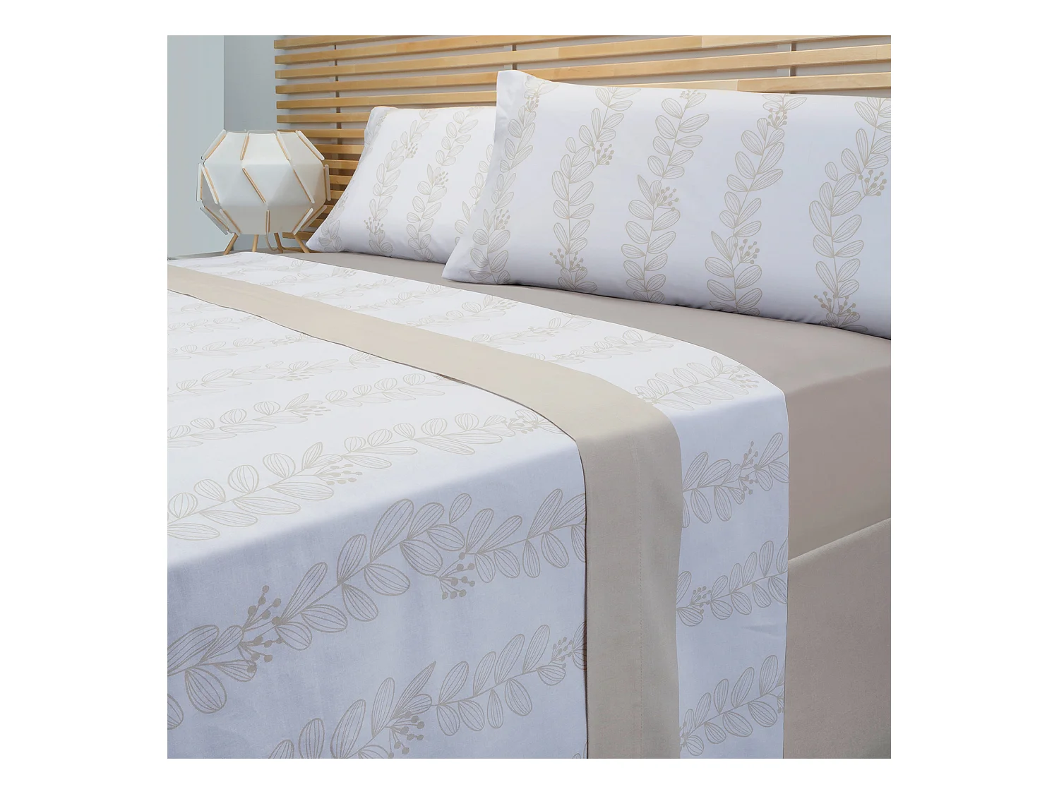 Parure de lit en coton a imprime feuilles  Lin
