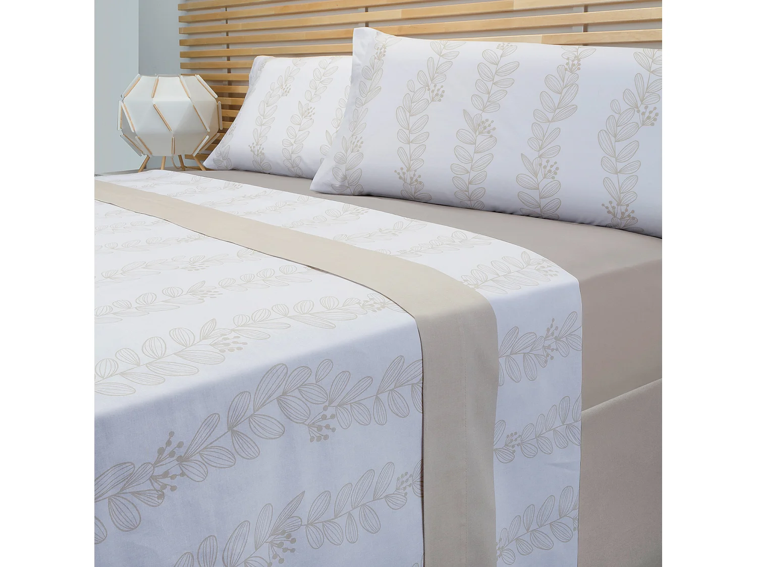 Parure de lit en coton a imprime feuilles  Lin