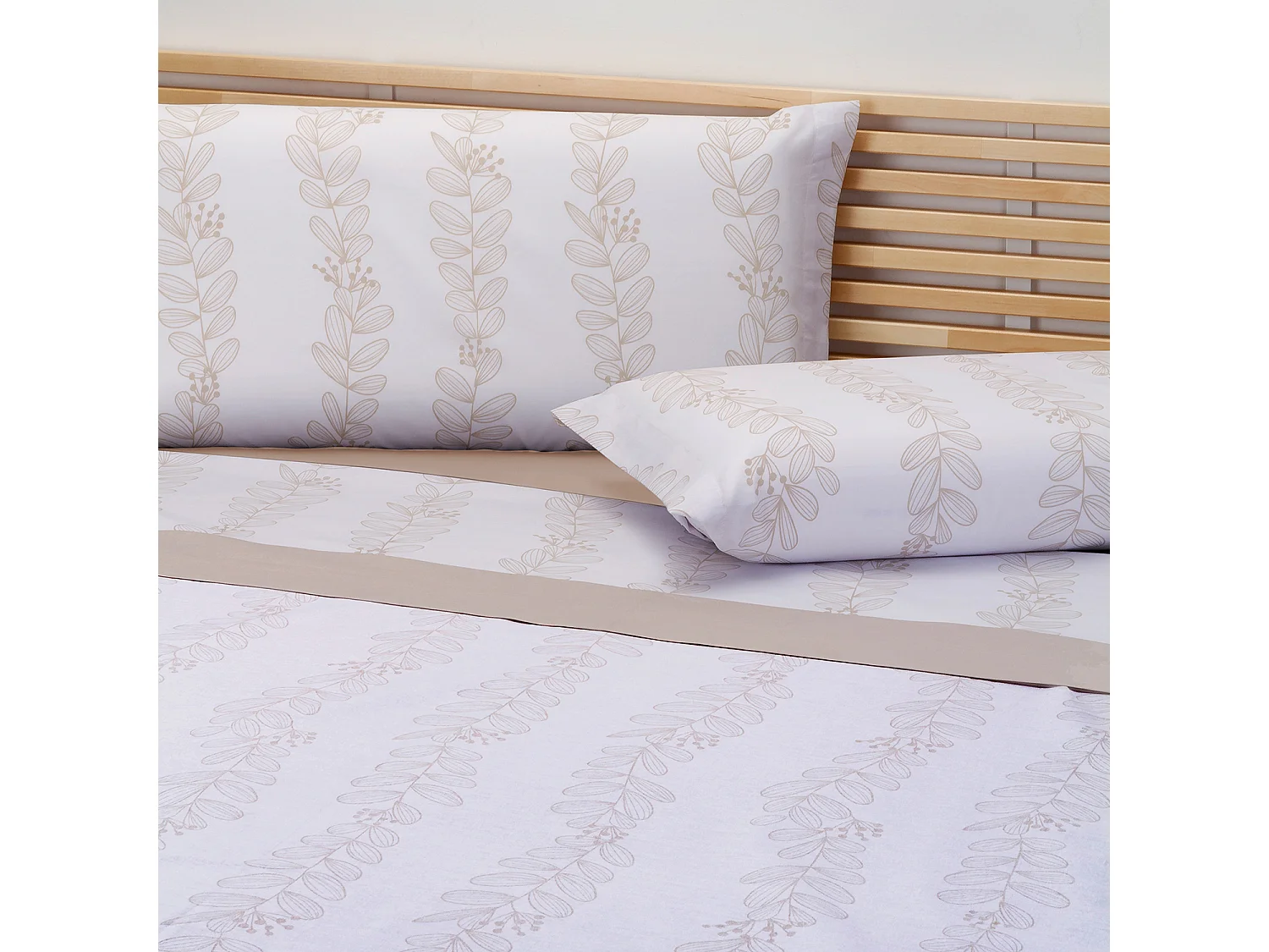 Parure de lit en coton a imprime feuilles  Lin