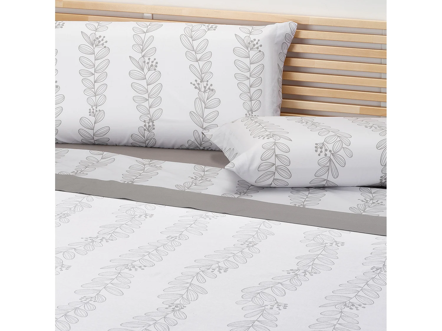 Conjunto de lençóis 50% algodão com estampa de folhas