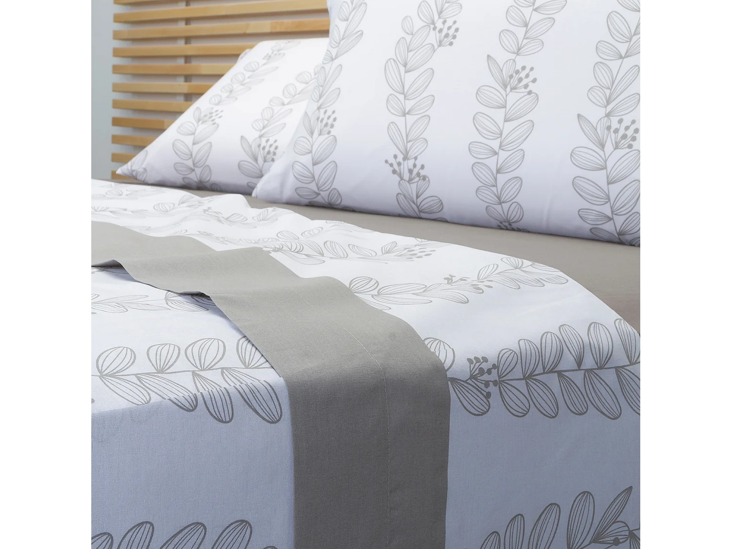 Conjunto de lençóis 50% algodão com estampa de folhas