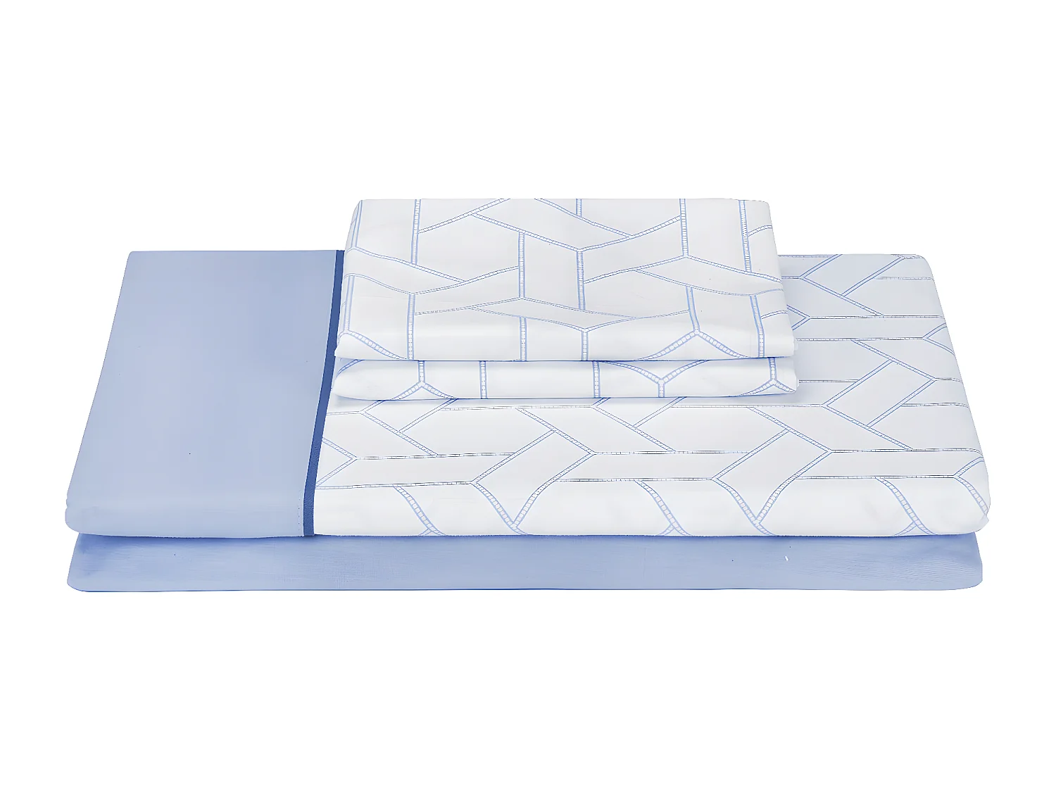 Draps de lit à imprimé géométrique 100% coton 150 fils au pouce carré Bleu