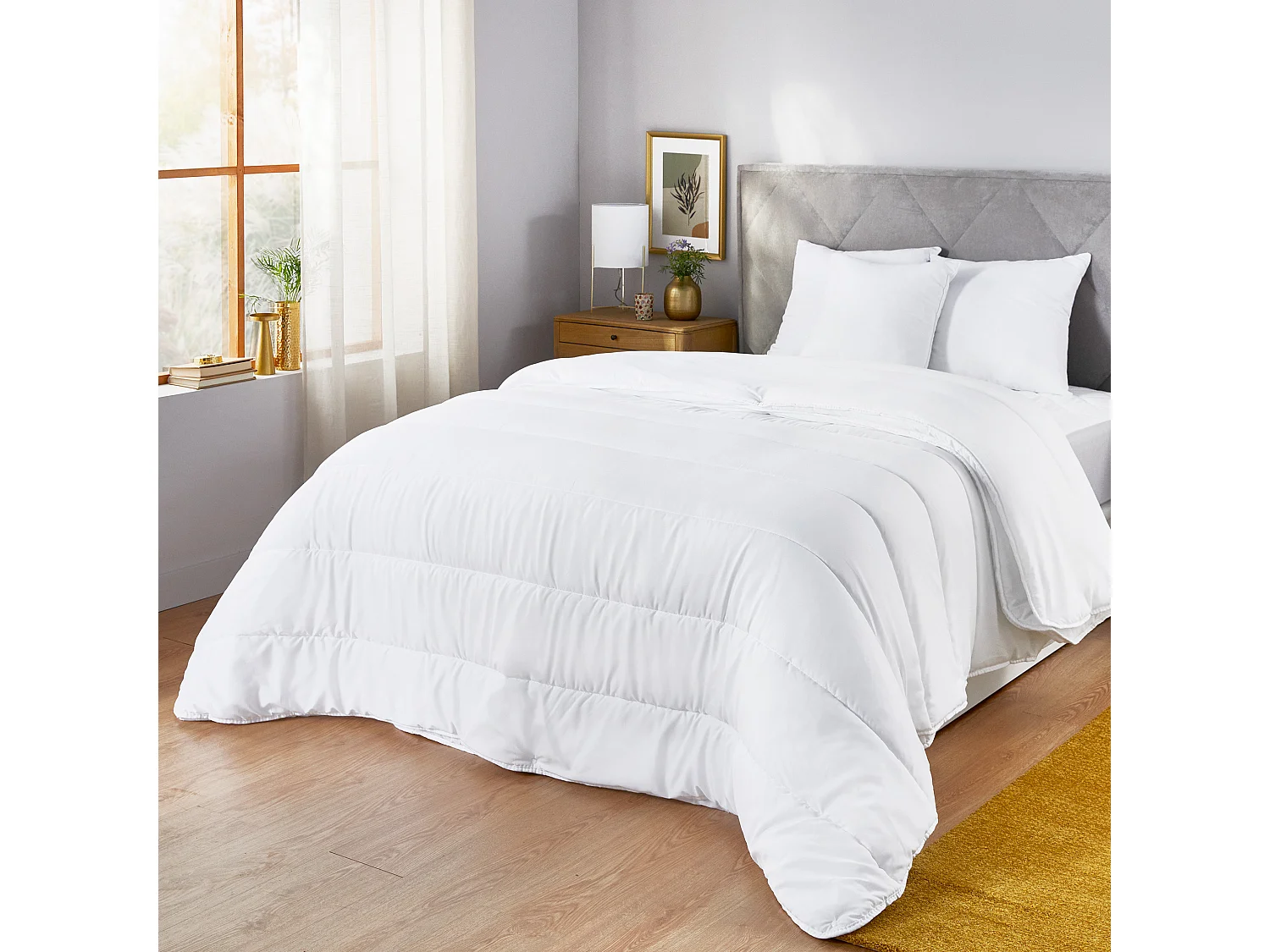 Couette double microfibre, 4 Saisons antiallergique 300gr + 150gr