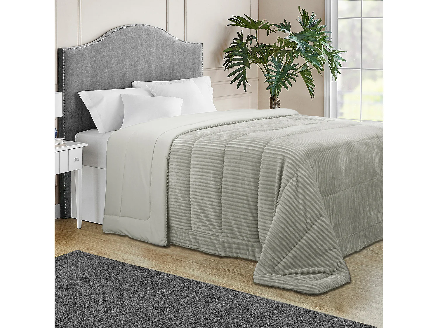 Couette Fibre Velvet 500gr Stripes Naturel