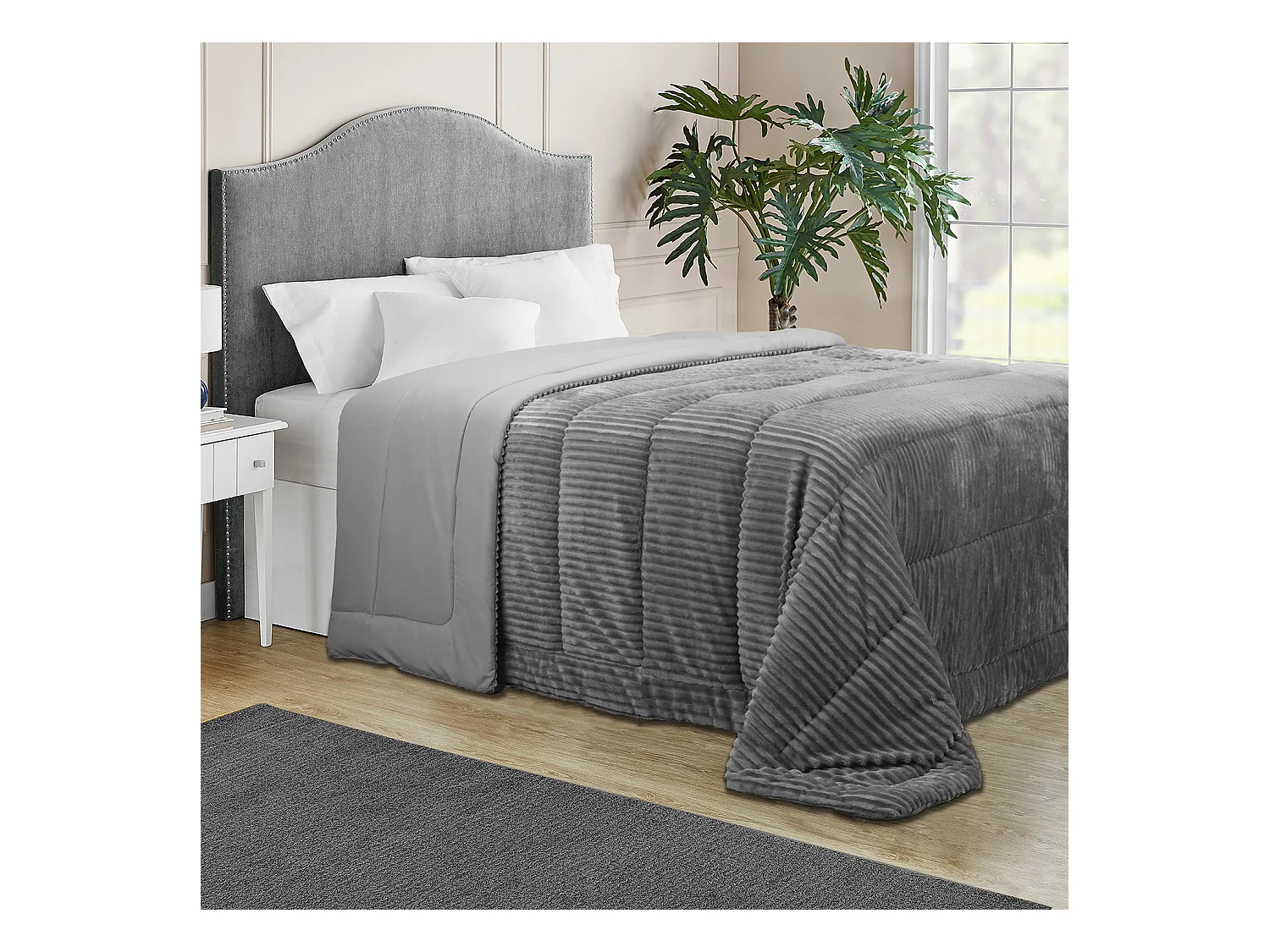 Couette Fibre Velvet 500gr Stripes Gris