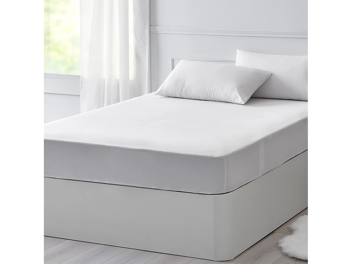 Drap-housse blanc 135 x 200 cm en percale de coton 200 fils, ESSENTIAL PIKOLIN HOME