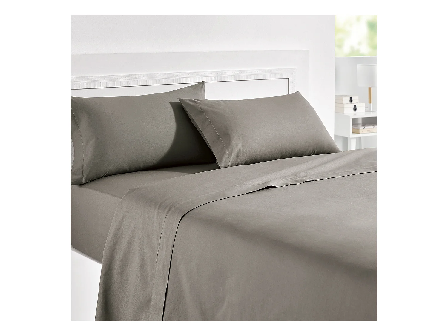 Drap-housse élastique 100 % coton respirant Gris