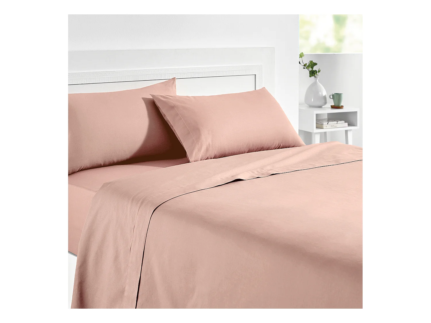 Drap-housse élastique 100 % coton respirant Saumon