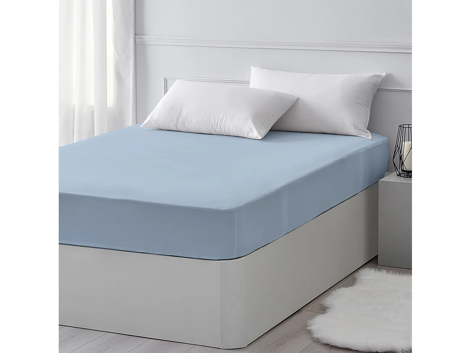 Lot de 2 draps-housses Ajustable Bleu