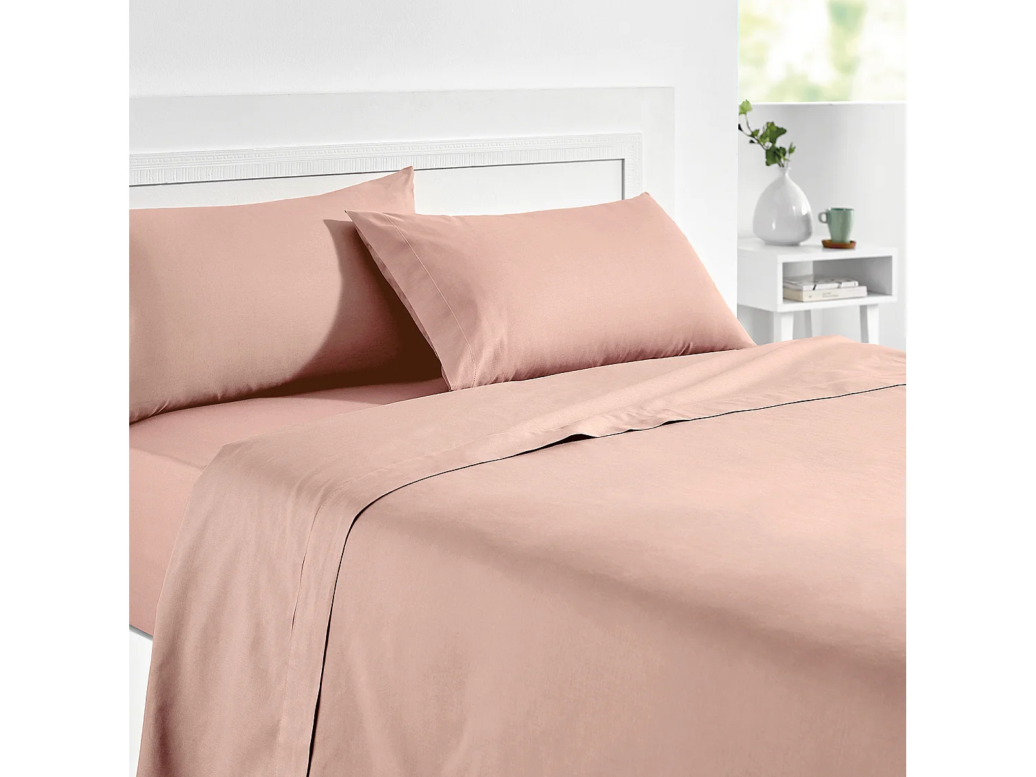 Drap-housse élastique 100 % coton respirant Saumon