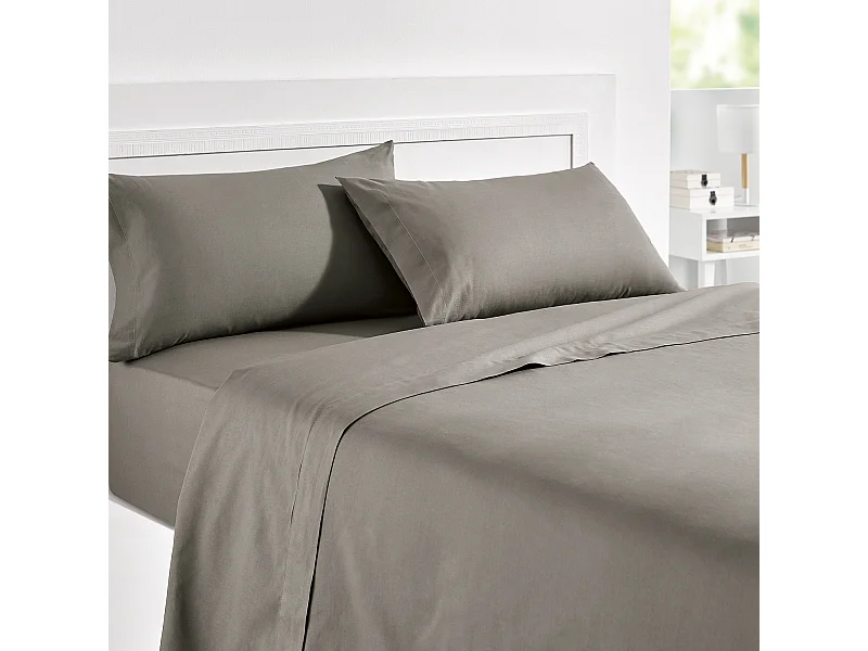 Drap-housse élastique 100 % coton respirant Gris