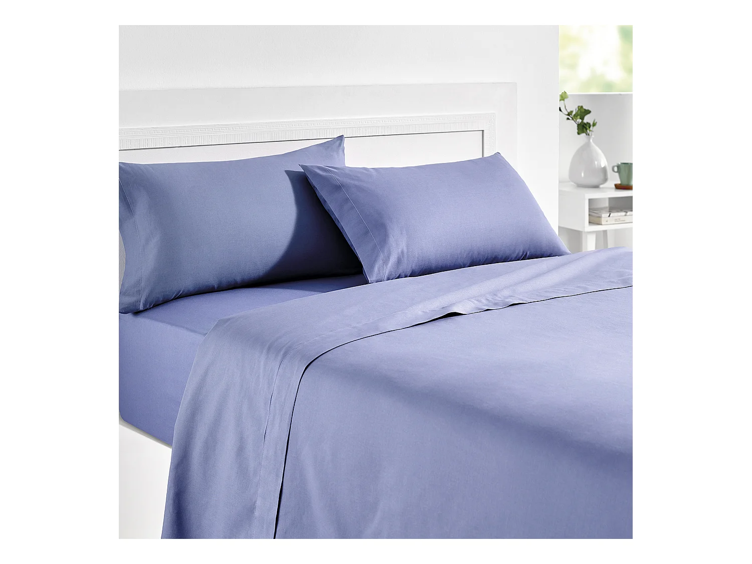 Drap-housse élastique 100 % coton respirant Bleu clair