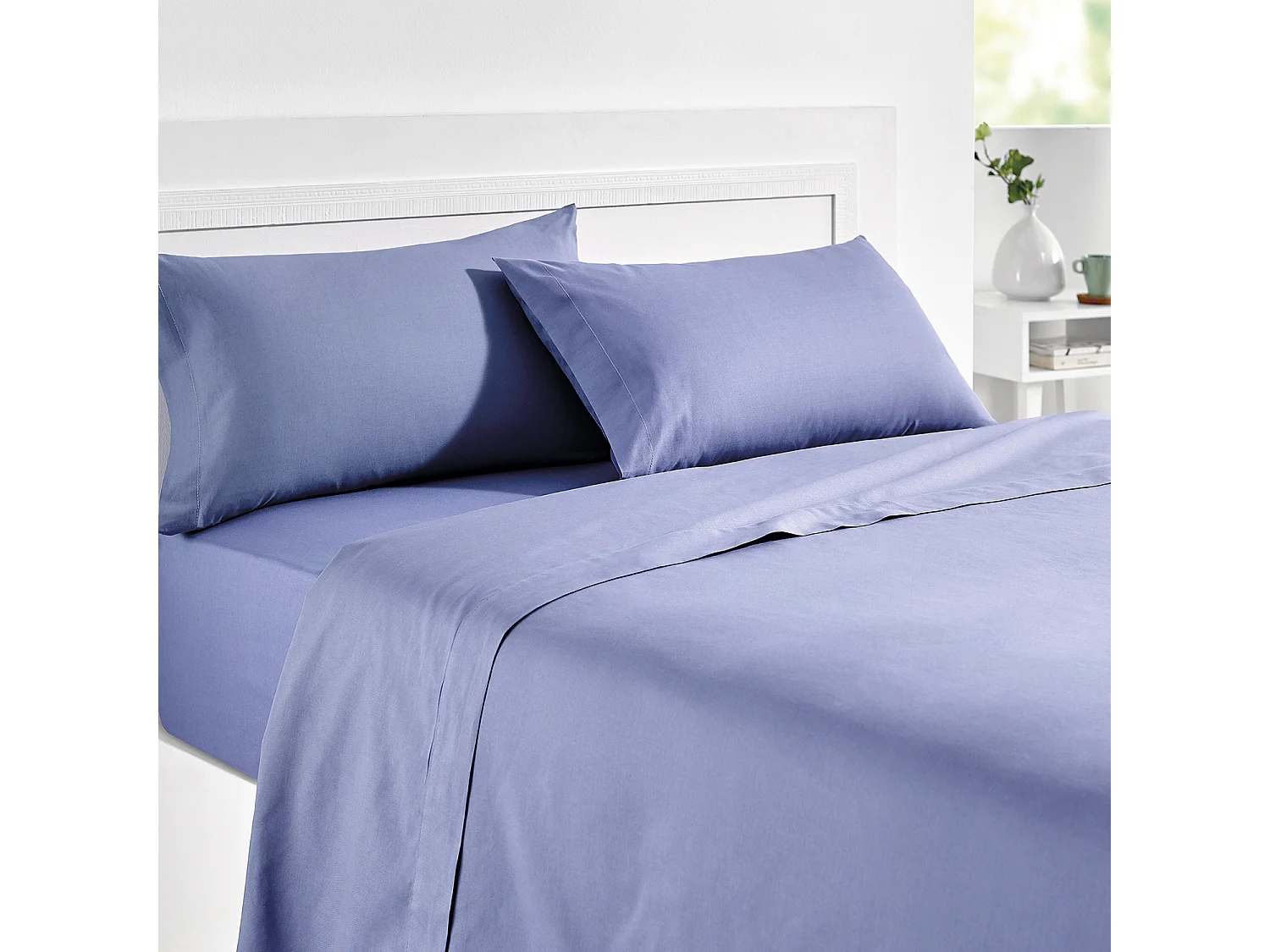 Drap-housse élastique 100 % coton respirant Bleu clair