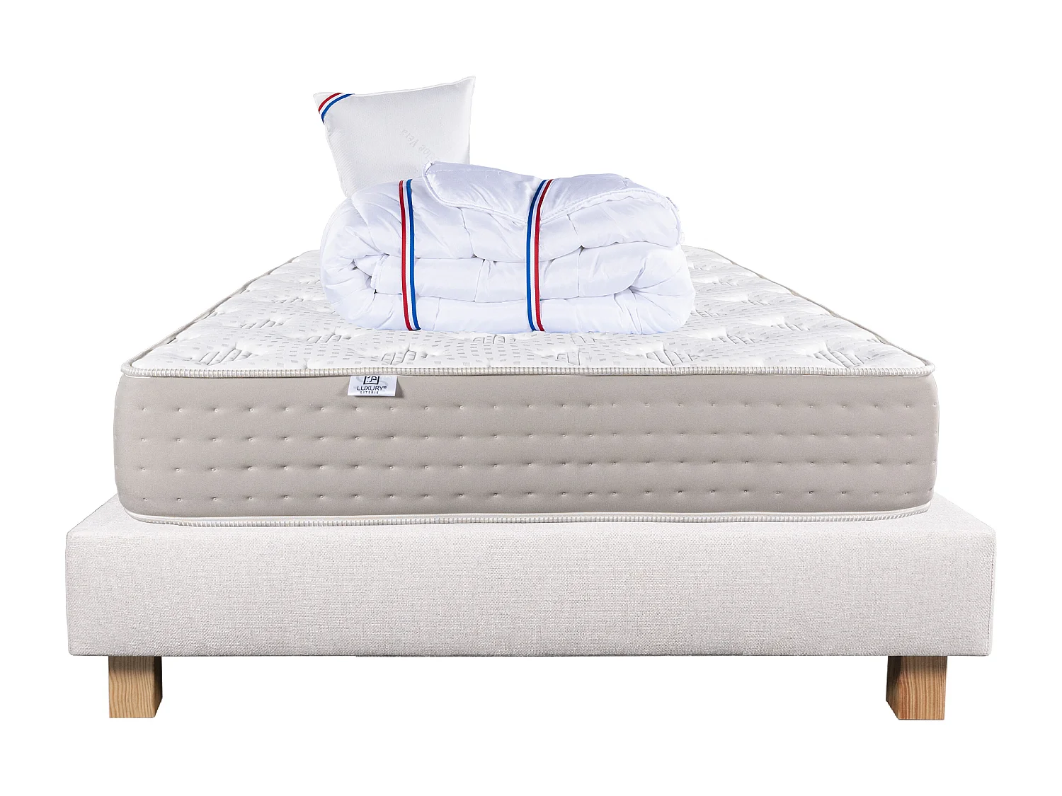 Ensemble Matelas 90x190 cm, Dreamlux, 26 cm + sommier beige + oreiller + couette