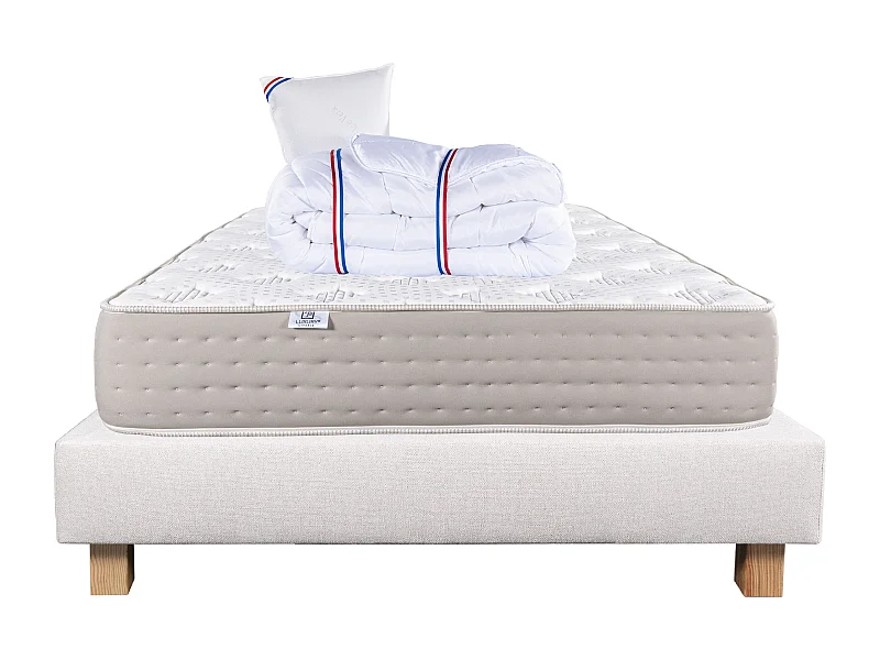 Ensemble Matelas 90x190 cm, Dreamlux, 26 cm + sommier beige + oreiller + couette