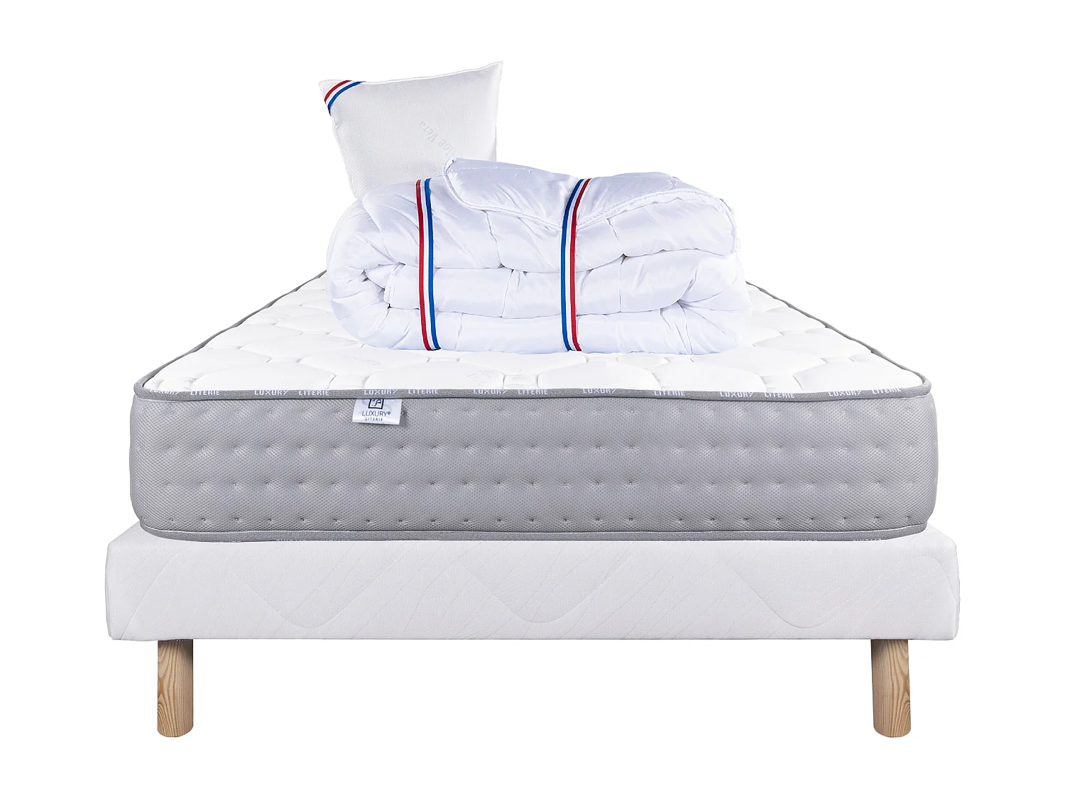 Ensemble Matelas 90x190 cm, Zen, 20 cm + sommier blanc + oreiller + couette
