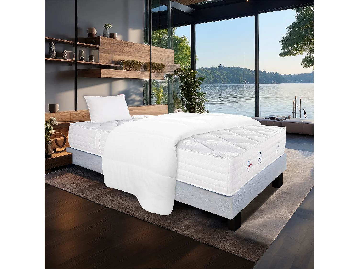 Ensemble Matelas 90x190 cm, Patriote Mousse, 27 cm + sommier gris + oreiller + couette