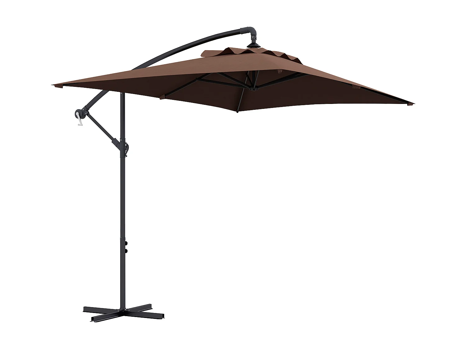 Parasol déporté rectangulaire dim. 294L x 193l x 250H cm pied en croix kaki