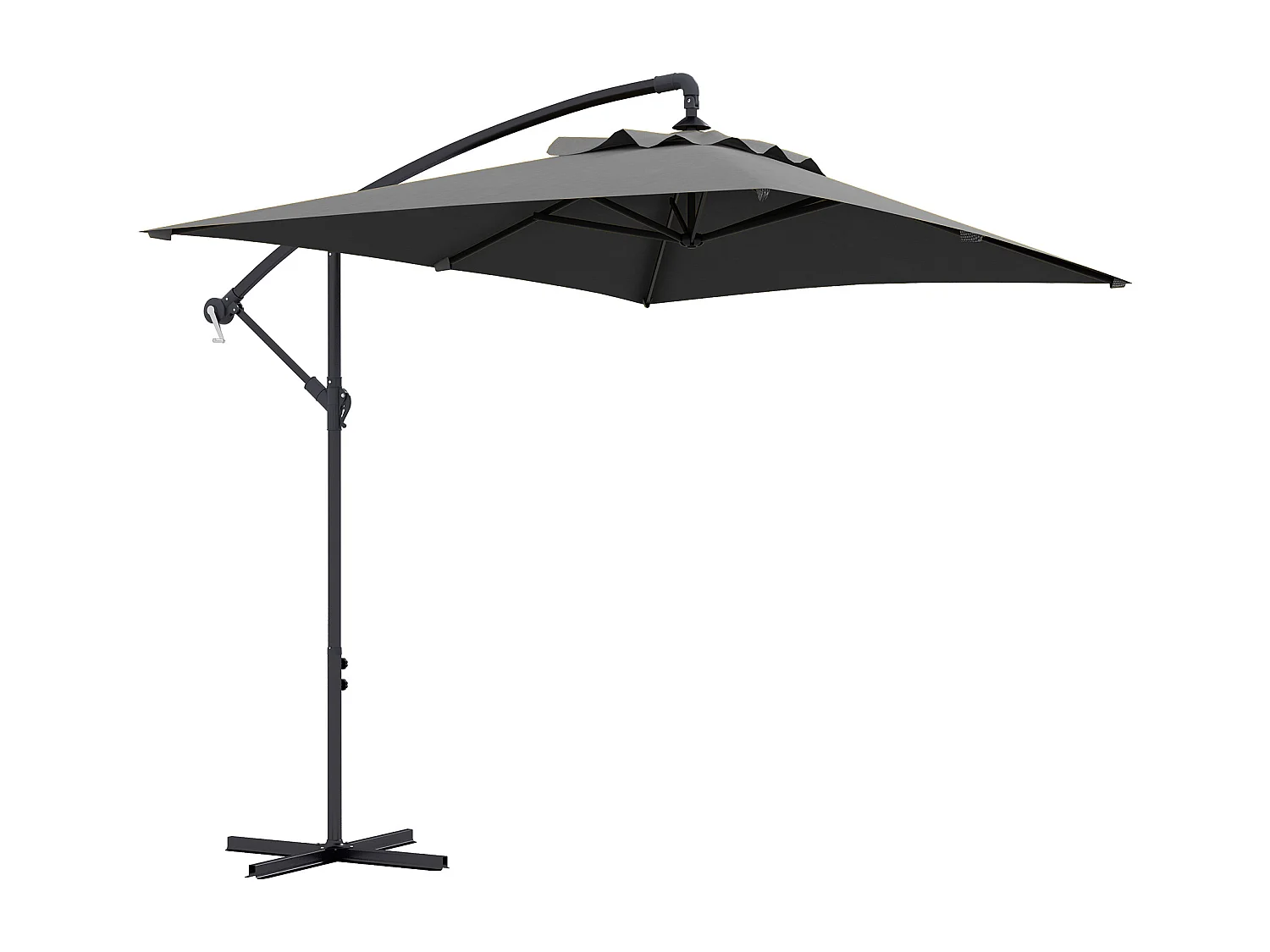 Parasol déporté rectangulaire dim. 294L x 193l x 250H cm pied en croix gris
