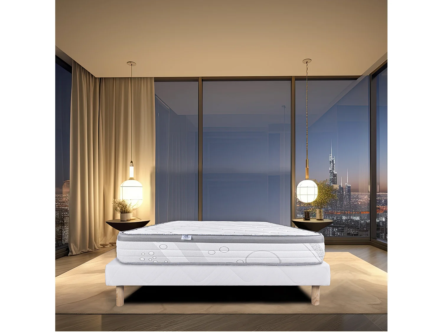 Ensemble Matelas 140x200 cm, Relaxation, 26 cm + sommier blanc